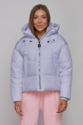 Оптом Зимняя женская куртка модная с капюшоном фиолетового цвета 512305F в Екатеринбурге, фото 7