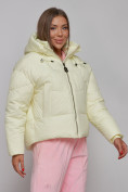 Оптом Зимняя женская куртка модная с капюшоном светло-желтого цвета 512305SJ в Казани, фото 7