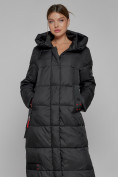 Оптом Пальто утепленное с капюшоном зимнее женское черного цвета 52109Ch в Екатеринбурге, фото 10