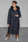 Оптом Пальто утепленное с капюшоном зимнее женское темно-синего цвета 52109TS в Омске, фото 10