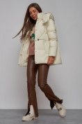 Оптом Зимняя женская куртка модная с капюшоном бежевого цвета 52302B в Екатеринбурге, фото 15