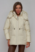 Оптом Зимняя женская куртка модная с капюшоном бежевого цвета 52302B в Казани, фото 7