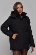 Оптом Зимняя женская куртка модная с капюшоном черного цвета 52302Ch в Екатеринбурге, фото 10