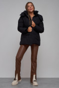 Оптом Зимняя женская куртка модная с капюшоном черного цвета 52302Ch в Екатеринбурге, фото 18