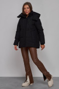 Оптом Зимняя женская куртка модная с капюшоном черного цвета 52302Ch в Екатеринбурге, фото 2
