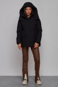 Оптом Зимняя женская куртка модная с капюшоном черного цвета 52302Ch в Екатеринбурге, фото 5