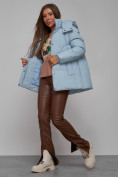 Оптом Зимняя женская куртка модная с капюшоном голубого цвета 52302Gl в Екатеринбурге, фото 15