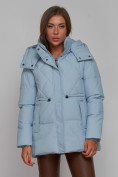 Оптом Зимняя женская куртка модная с капюшоном голубого цвета 52302Gl в Екатеринбурге, фото 4