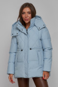 Оптом Зимняя женская куртка модная с капюшоном голубого цвета 52302Gl в Казани, фото 9