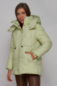 Оптом Зимняя женская куртка модная с капюшоном салатового цвета 52302Sl в Екатеринбурге, фото 10