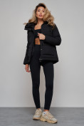 Оптом Зимняя женская куртка модная с капюшоном черного цвета 52303Ch в Екатеринбурге, фото 17