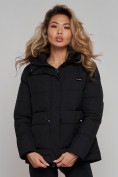 Оптом Зимняя женская куртка модная с капюшоном черного цвета 52303Ch в Екатеринбурге, фото 7