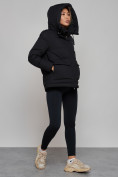 Оптом Зимняя женская куртка модная с капюшоном черного цвета 52303Ch в Екатеринбурге, фото 9
