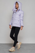 Оптом Зимняя женская куртка модная с капюшоном фиолетового цвета 52303F в Казани, фото 10
