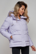 Оптом Зимняя женская куртка модная с капюшоном фиолетового цвета 52303F в Казани, фото 13