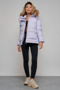 Оптом Зимняя женская куртка модная с капюшоном фиолетового цвета 52303F в Казани, фото 19