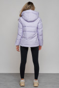Оптом Зимняя женская куртка модная с капюшоном фиолетового цвета 52303F в Казани, фото 6