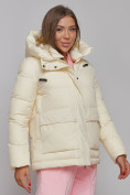 Оптом Зимняя женская куртка модная с капюшоном светло-желтого цвета 52303SJ в Екатеринбурге, фото 10