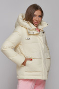 Оптом Зимняя женская куртка модная с капюшоном светло-желтого цвета 52303SJ в Казани, фото 16