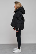 Оптом Зимняя женская куртка модная с капюшоном черного цвета 52306Ch в Казани, фото 3