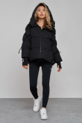 Оптом Зимняя женская куртка модная с капюшоном черного цвета 52306Ch в Казани, фото 5