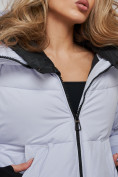 Оптом Зимняя женская куртка модная с капюшоном фиолетового цвета 52306F в Казани, фото 7