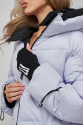 Оптом Зимняя женская куртка модная с капюшоном фиолетового цвета 52306F в Казани, фото 8