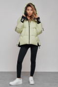 Оптом Зимняя женская куртка модная с капюшоном салатового цвета 52306Sl в Екатеринбурге, фото 15