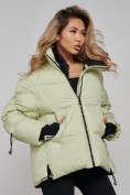 Оптом Зимняя женская куртка модная с капюшоном салатового цвета 52306Sl в Казани, фото 18
