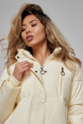 Оптом Зимняя женская куртка модная с капюшоном бежевого цвета 52308B в Казани, фото 13