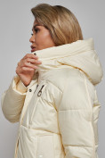 Оптом Зимняя женская куртка модная с капюшоном бежевого цвета 52308B в Казани, фото 14