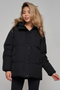 Оптом Зимняя женская куртка модная с капюшоном черного цвета 52308Ch в Казани, фото 12