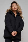 Оптом Зимняя женская куртка модная с капюшоном черного цвета 52308Ch в Казани, фото 18