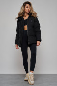 Оптом Зимняя женская куртка модная с капюшоном черного цвета 52308Ch в Казани, фото 19