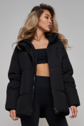 Оптом Зимняя женская куртка модная с капюшоном черного цвета 52308Ch в Екатеринбурге, фото 22