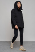 Оптом Зимняя женская куртка модная с капюшоном черного цвета 52308Ch в Казани, фото 8