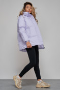 Оптом Зимняя женская куртка модная с капюшоном фиолетового цвета 52308F в Казани, фото 20
