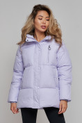 Оптом Зимняя женская куртка модная с капюшоном фиолетового цвета 52308F в Казани, фото 21