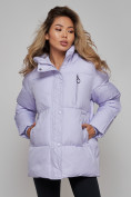 Оптом Зимняя женская куртка модная с капюшоном фиолетового цвета 52308F в Екатеринбурге, фото 22