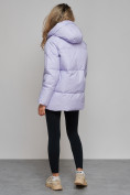Оптом Зимняя женская куртка модная с капюшоном фиолетового цвета 52308F в Екатеринбурге, фото 4