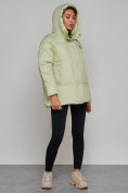 Оптом Зимняя женская куртка модная с капюшоном салатового цвета 52308Sl в Екатеринбурге, фото 7