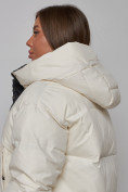 Оптом Зимняя женская куртка модная с капюшоном бежевого цвета 52309B в Екатеринбурге, фото 10