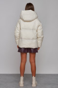 Оптом Зимняя женская куртка модная с капюшоном бежевого цвета 52309B в Казани, фото 16