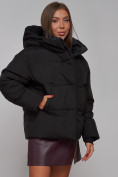 Оптом Зимняя женская куртка модная с капюшоном черного цвета 52309Ch в Казани, фото 10