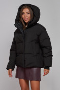 Оптом Зимняя женская куртка модная с капюшоном черного цвета 52309Ch в Казани, фото 21