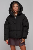 Оптом Зимняя женская куртка модная с капюшоном черного цвета 52309Ch в Казани, фото 5
