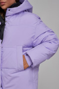 Оптом Зимняя женская куртка модная с капюшоном фиолетового цвета 52309F в Казани, фото 12