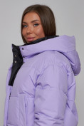 Оптом Зимняя женская куртка модная с капюшоном фиолетового цвета 52309F в Казани, фото 14