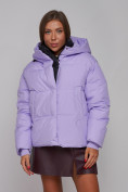 Оптом Зимняя женская куртка модная с капюшоном фиолетового цвета 52309F в Казани, фото 8