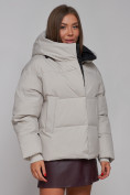 Оптом Зимняя женская куртка модная с капюшоном светло-серого цвета 52309SS в Екатеринбурге, фото 10